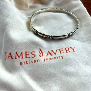 James Avery Retired 925 Sterling Silver Thatch Station Bangle Bracelet